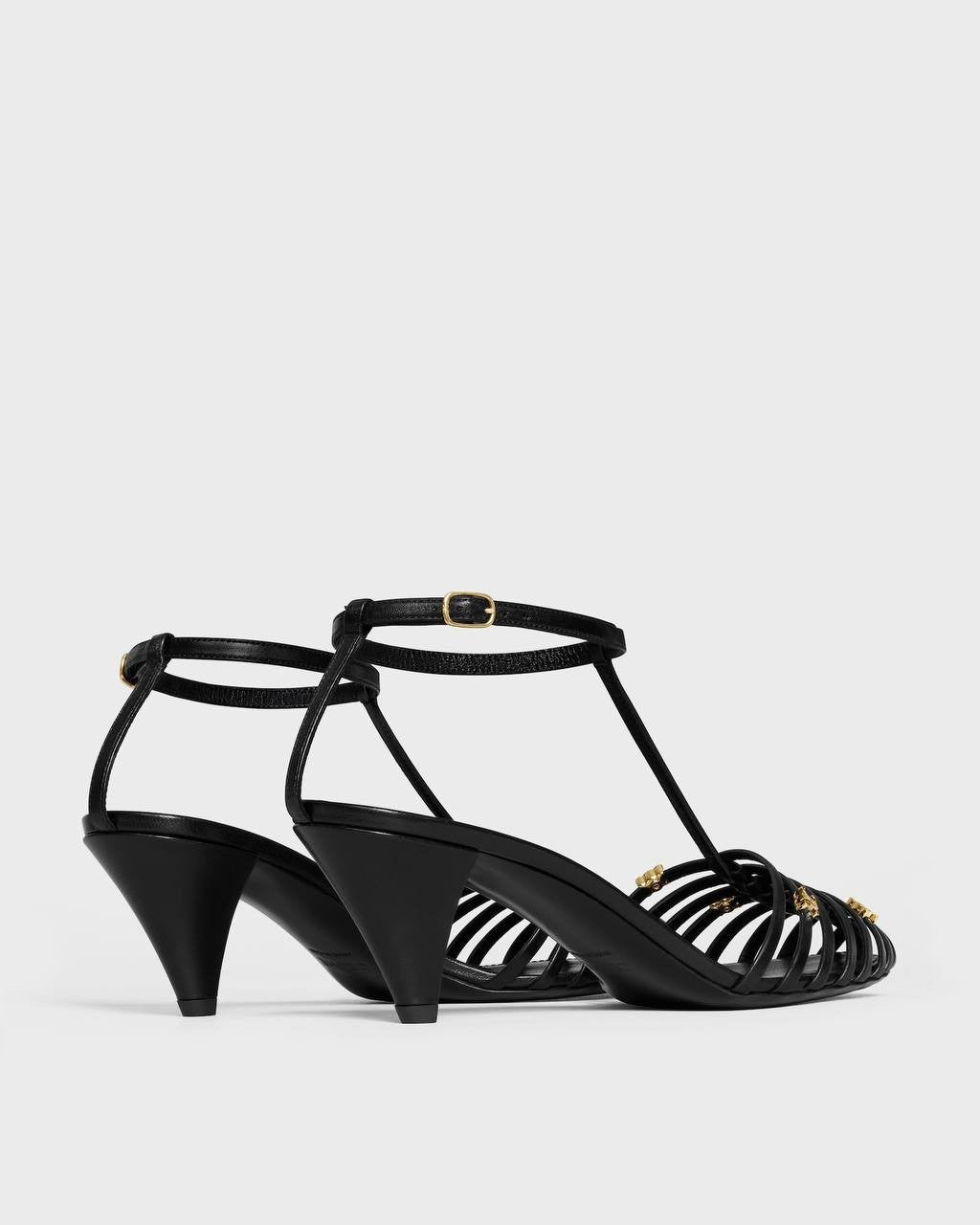 Celine  Cage  Heeled  Sandal  in Satin  Black  Size  39  New in Box  $1450