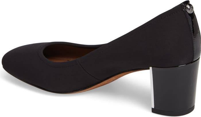 Donald Pliner Black Textile Block Heel Pumps 7.5M NIB MSRP $198