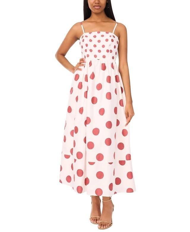 CeCe Cotton‑Blend Printed Tie‑Front Smocked‑Back Maxi Dress – Size XL – NWT– $35