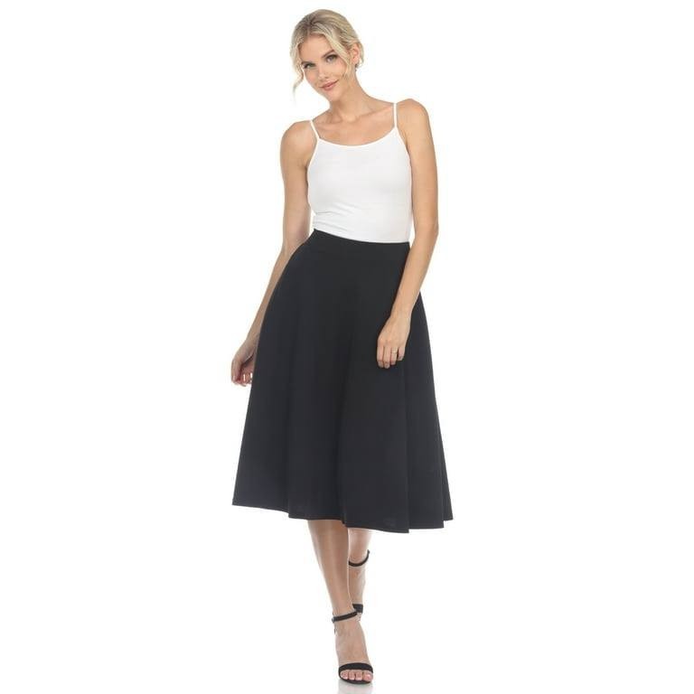 White Mark Flared Midi Skirt – Size 1XL – NWT – Black High-Waisted Stretch Knit