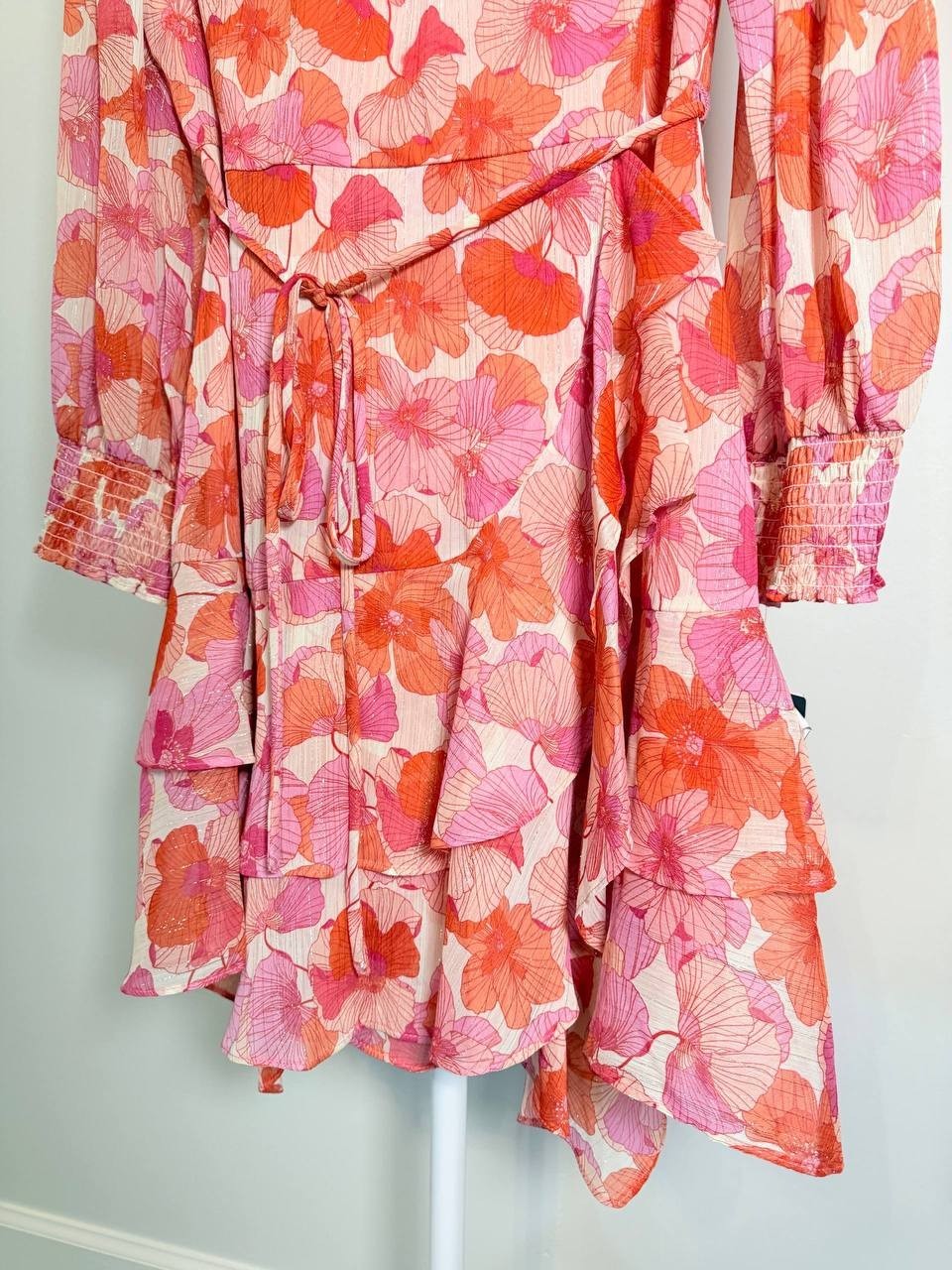 Gabby Skye Floral Ruffle High-Neck Dress – Size 16 – NWT – $49.99