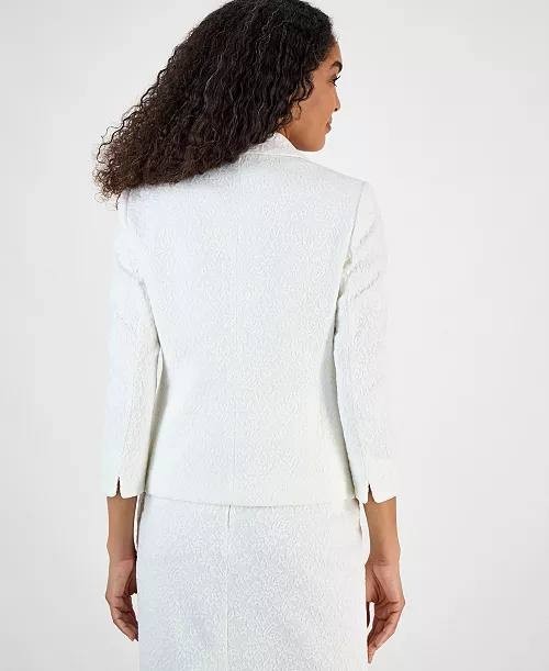 Kasper Women’s Bonded‑Lace Shawl‑Collar Blazer Lily White 10P $149 NWT