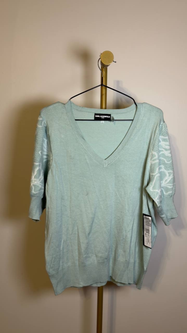 Karl  Lagerfeld  Paris  Women’s  Floral   Sweater  Fresh  Mint  L  NWT  $89