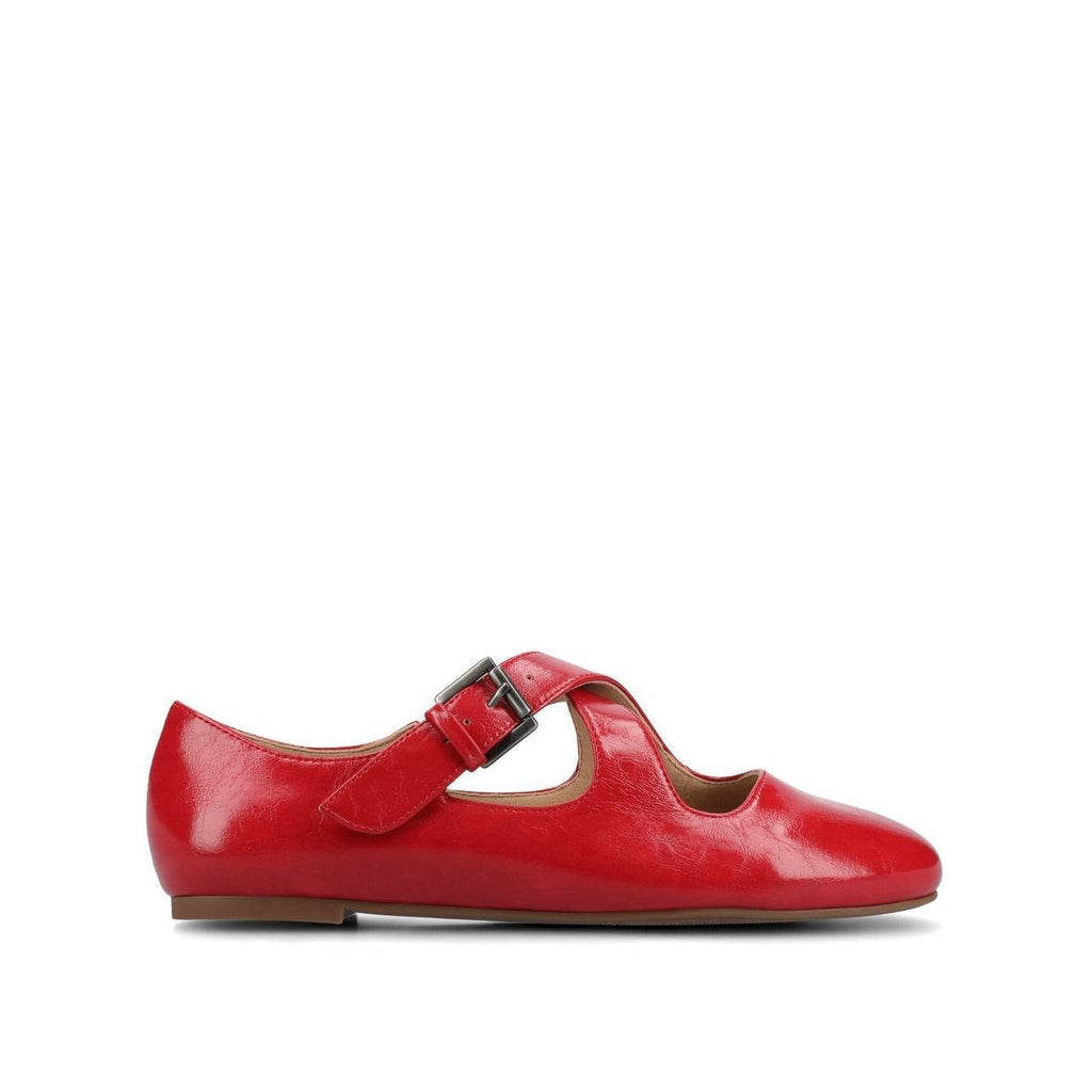 Journee Ivanna Mary Jane Flats Red 8M Vegan Leather Buckle $93.99 NWB
