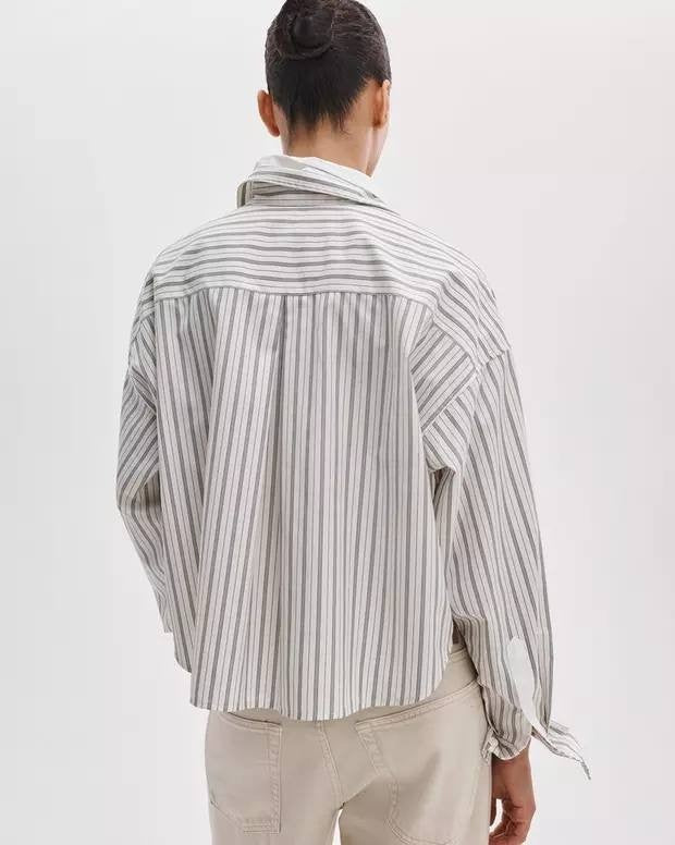 Rag & Bone Marin Stripe Layered Shirt Cream Stripe XS NWOT $278