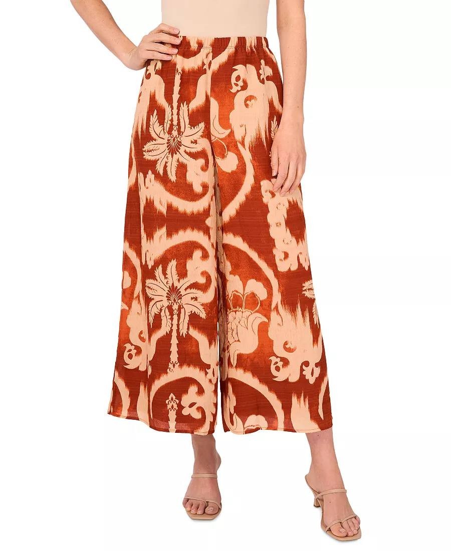 Sam & Jess Printed Wide‑Leg Cropped Pants Orange sizeL NWT Boho Chic msrp$56