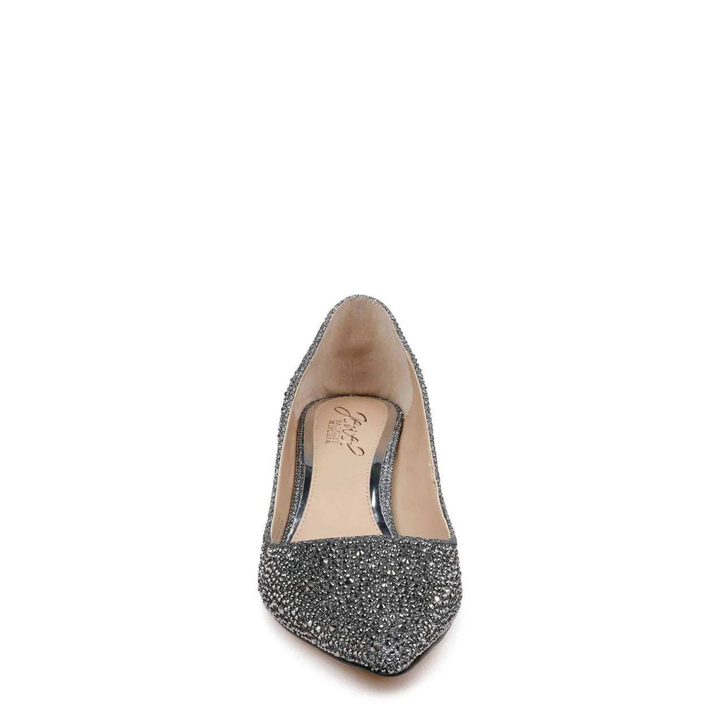Badgley Mischka Jewel Smoke Glitter Fabric Heeled Pumps 7 New in Box $99
