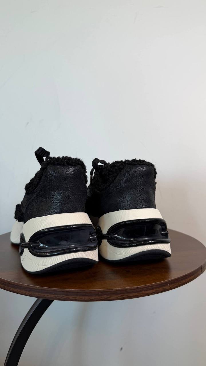 Michael Kors Toni Women’s Leather Sherpa Trainer Black 8.5M $298 NWB
