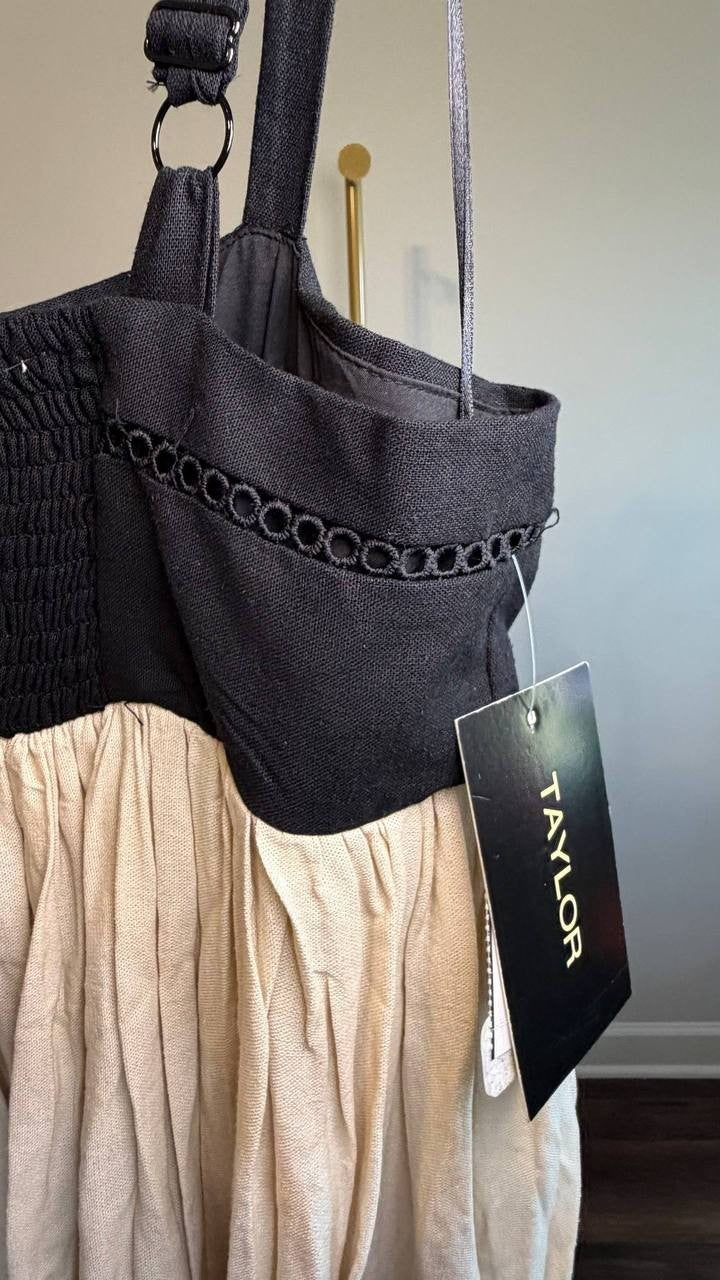 Taylor Sleeveless Empire‑Waist Dress Cream/Onix 8 NWT $138