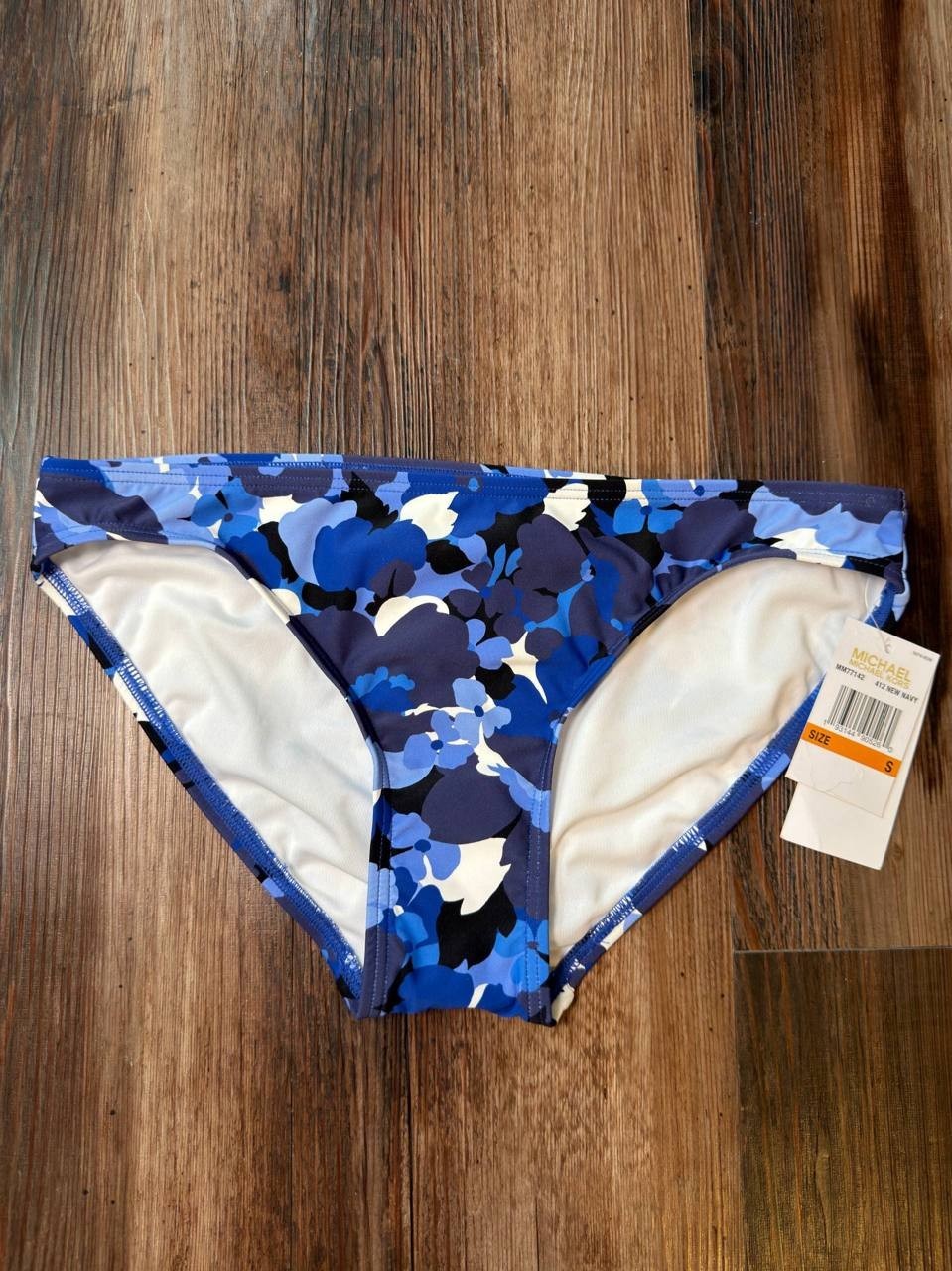 Michael Michael Kors Classic Bikini Bottom Camo Garden New Navy S NWT $58