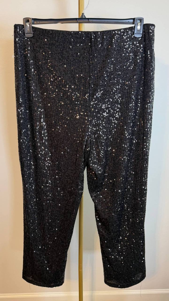 Vince Camuto Sequined Flared Pants Black Size 1X NWOT $89