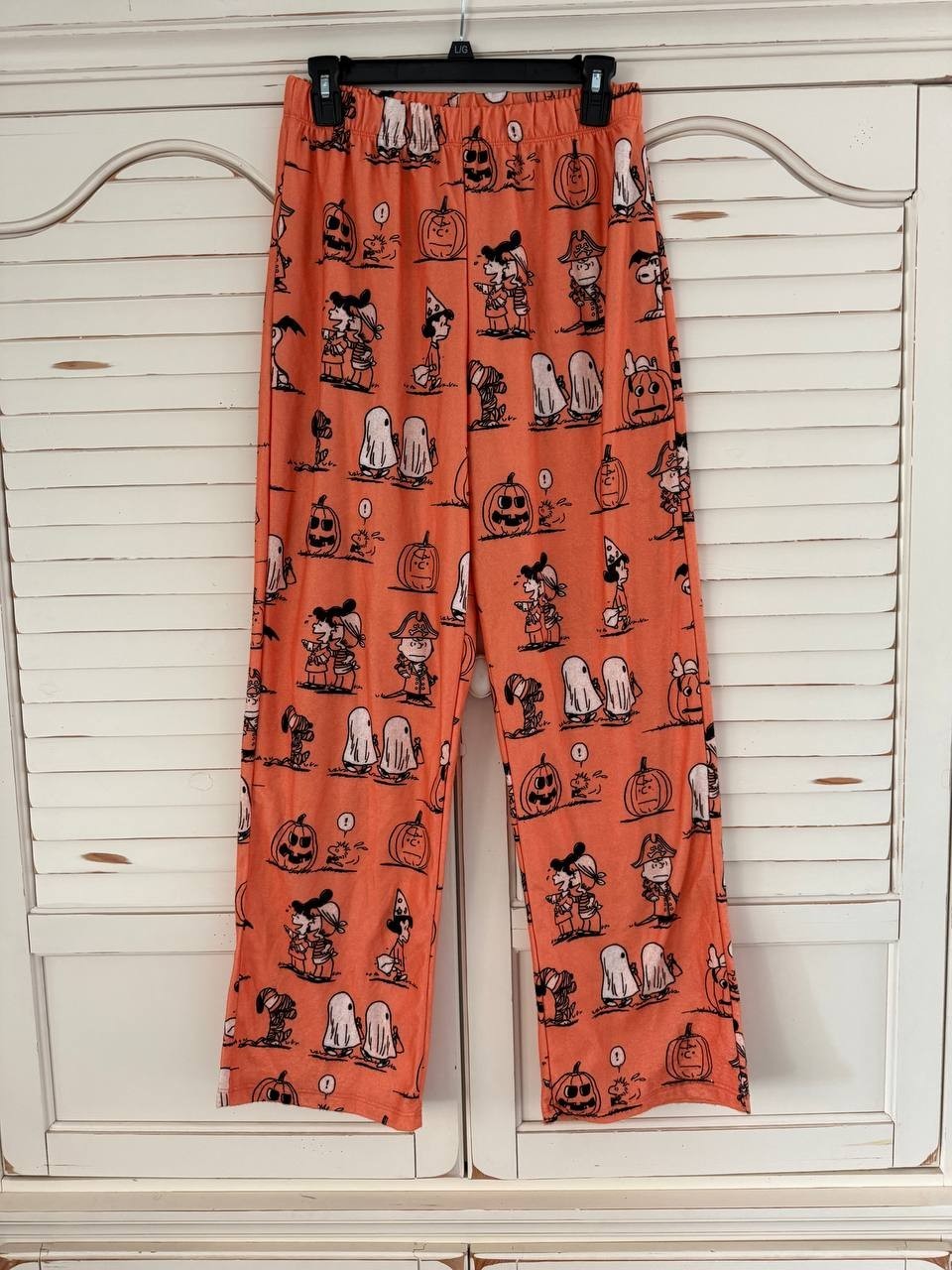 Peanuts Halloween Pajama Pants Snoopy Charlie Brown Pumpkin Ghost Print Orange S