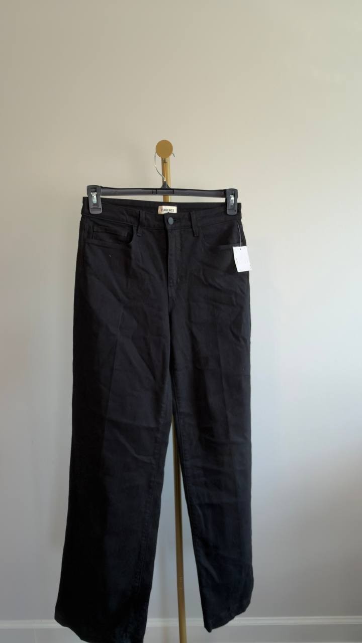 L’AGENCE Scottie Women’s High‑Rise Wide‑Leg Jeans Black 27 NWT $225