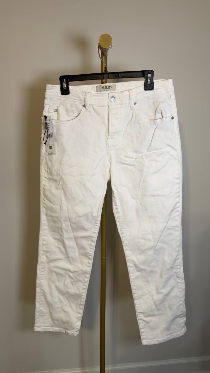 Liverpool Los Angeles Women’s Rolled‑Cuff Jeans Bright White 10 NWT $109