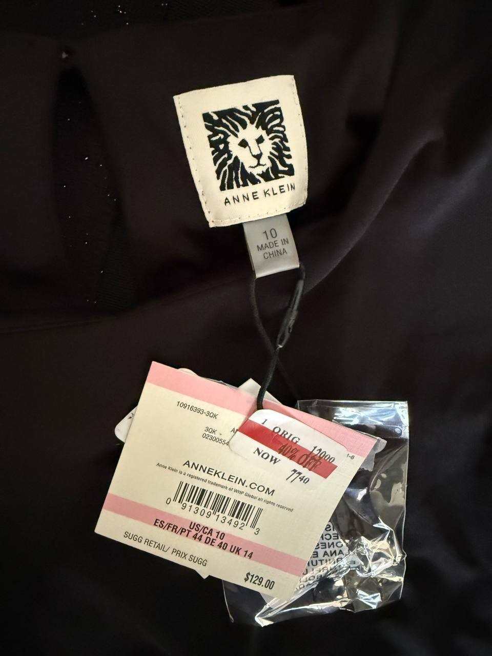 Anne Klein Seaming Detail Sheath Dress Black Size 10 V-Neck-Sleeveless Slim