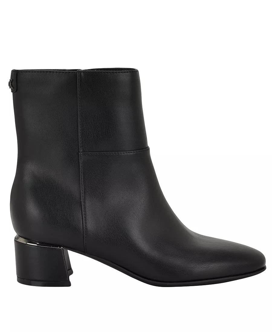 Calvin Klein Parry Booties 6M Black Man‑Made Square Toe Block Heel NIB msrp$129