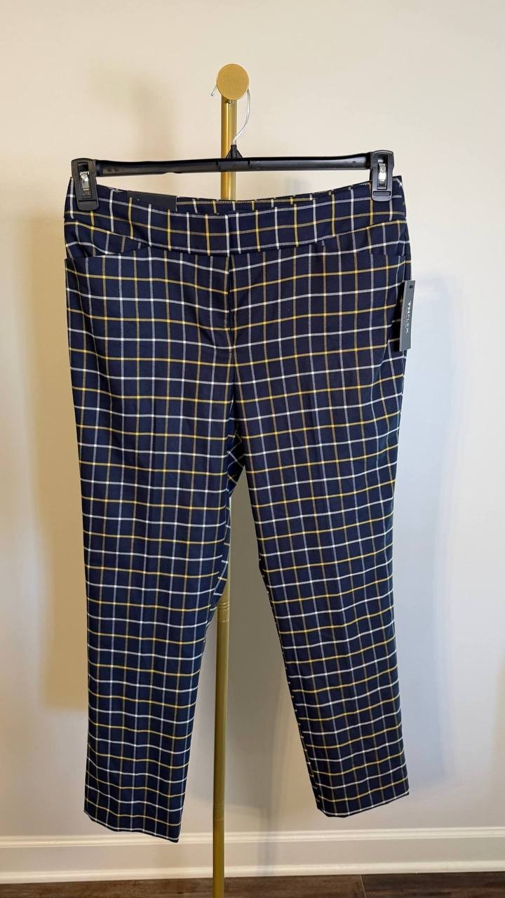 Tommy Hilfiger Women’s Plaid Slim-Fit Ankle Pants Midnight Multi 16 $109 NWT