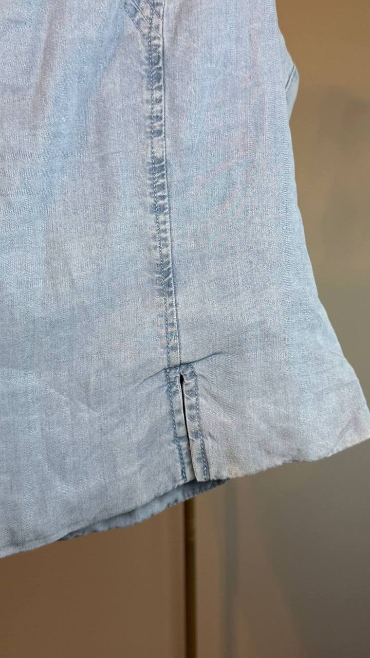 DKNY Zip‑Front Corset Top Chambray XL NWT $89