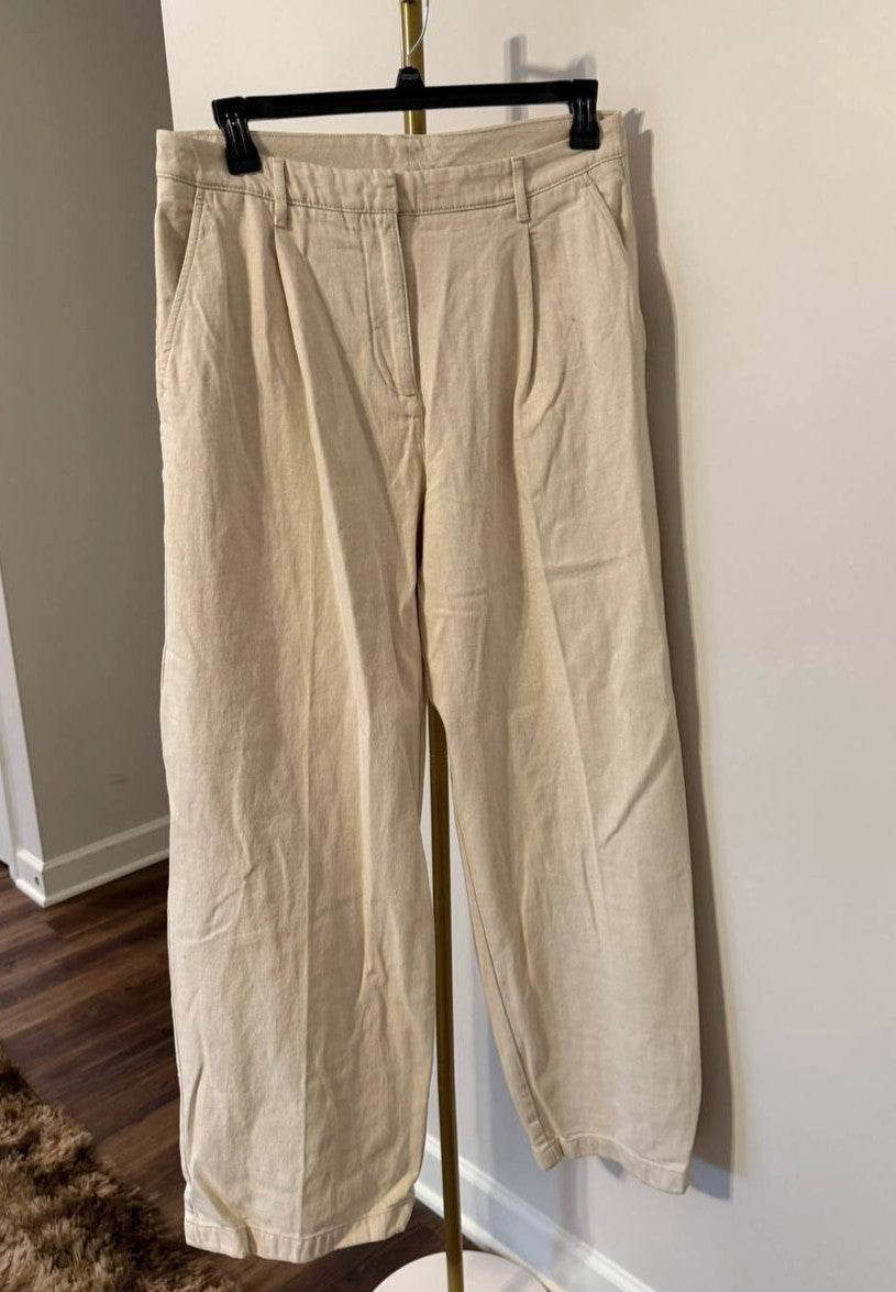 Calvin Klein High‑Rise Wide‑Leg Trousers White Natural Size 31 w r NWT msrp$109