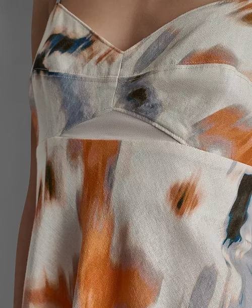 DKNY Sleeveless Printed High‑Low Midi Dress 2 Sunburst Floral NWT $159