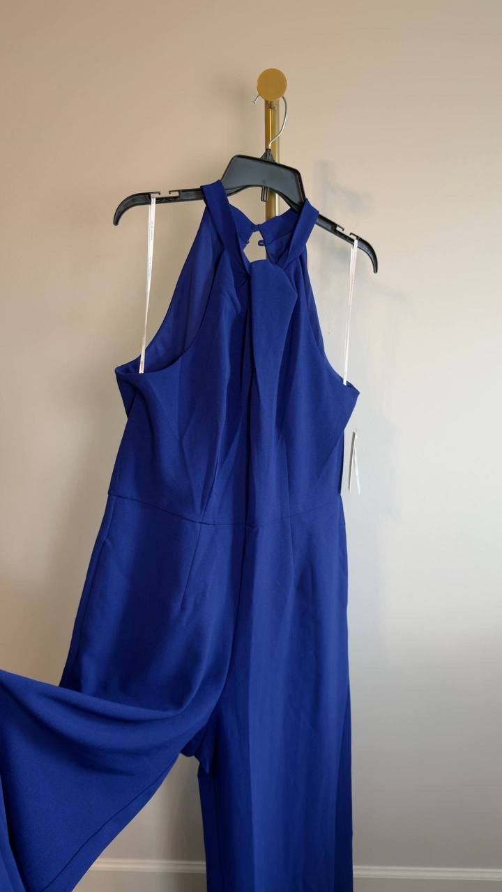 Julia Jordan Sleeveless Halter Wide‑Leg Jumpsuit Cobalt Blue 14 NWT $139