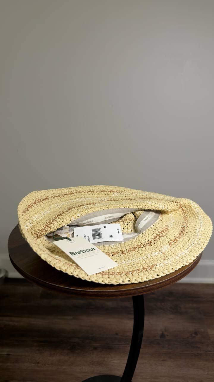 Barbour  Cloche  Hat  Natural  Paper  M  New  $60