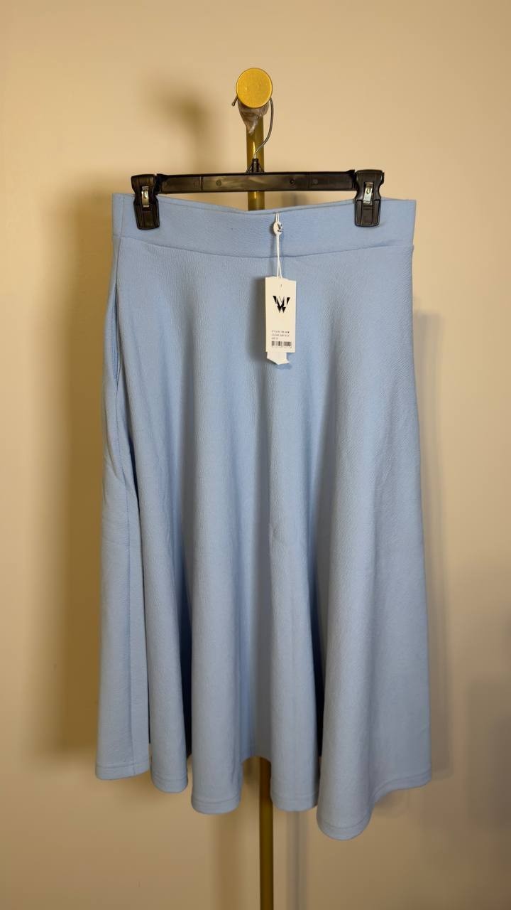 White Mark Flared Midi Skirt with Pockets Baby Blue M NWT $59