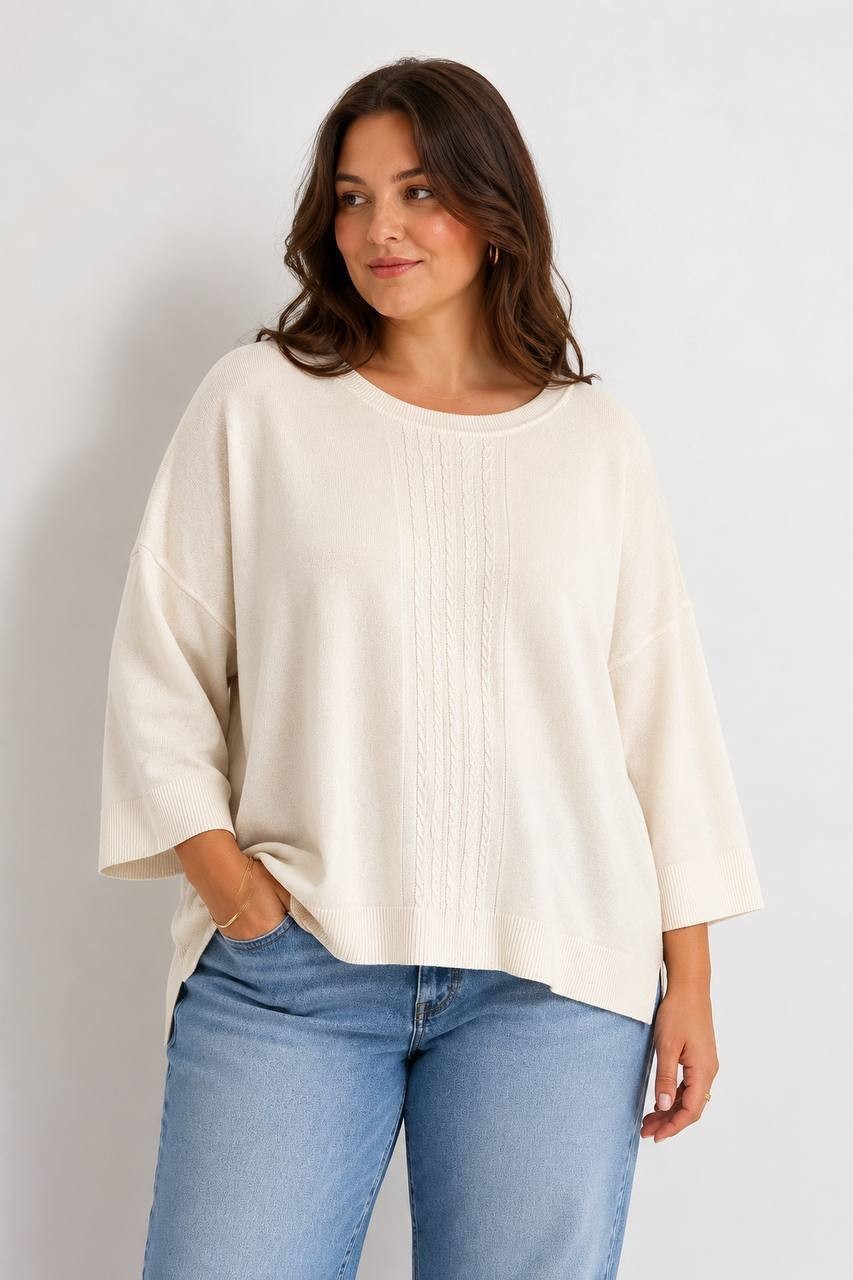 Melissa Paige Sweater – Boat Neck – 3/4 Sleeves – NWT