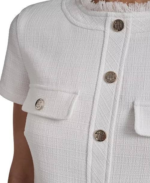Tommy Hilfiger Women’s Hopsack Fit & Flare Shirt Dress Ivory 14 NWT $139