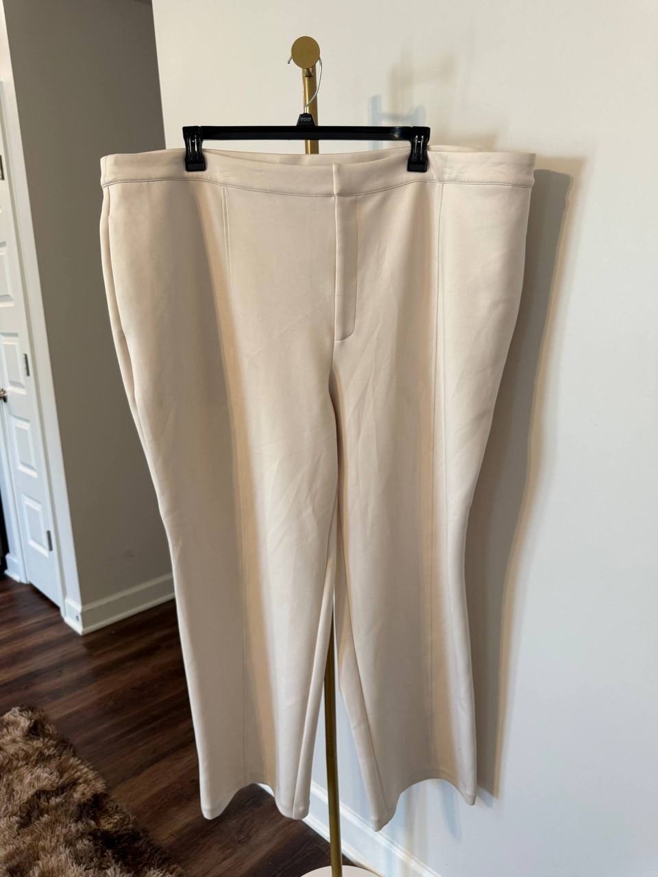 Nina Parker Scuba Straight‑Leg Pull‑On Pants BEIGE Size22W NWT Modern Chic
