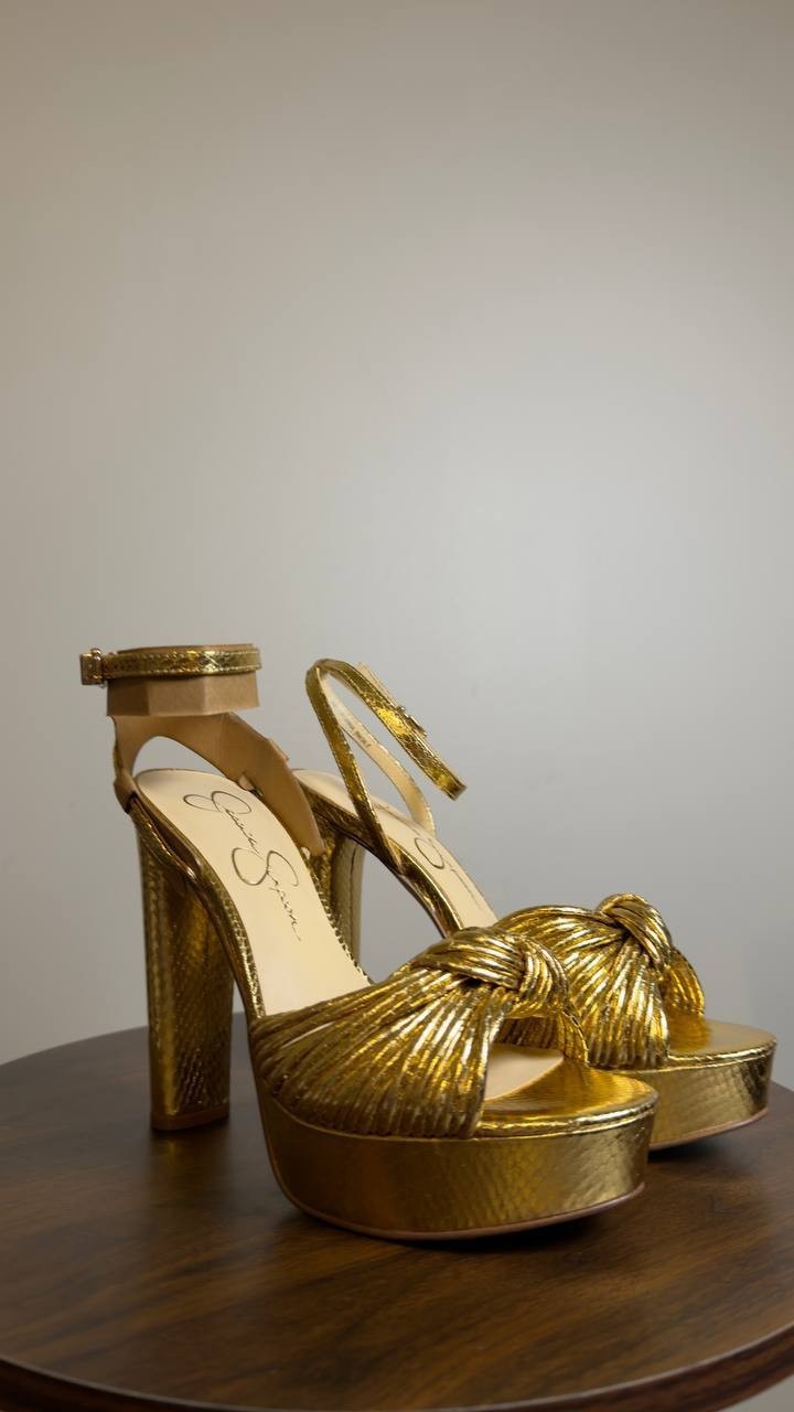 Jessica Simpson Platform Dress Sandals Gold Snake 6 M New $99.00