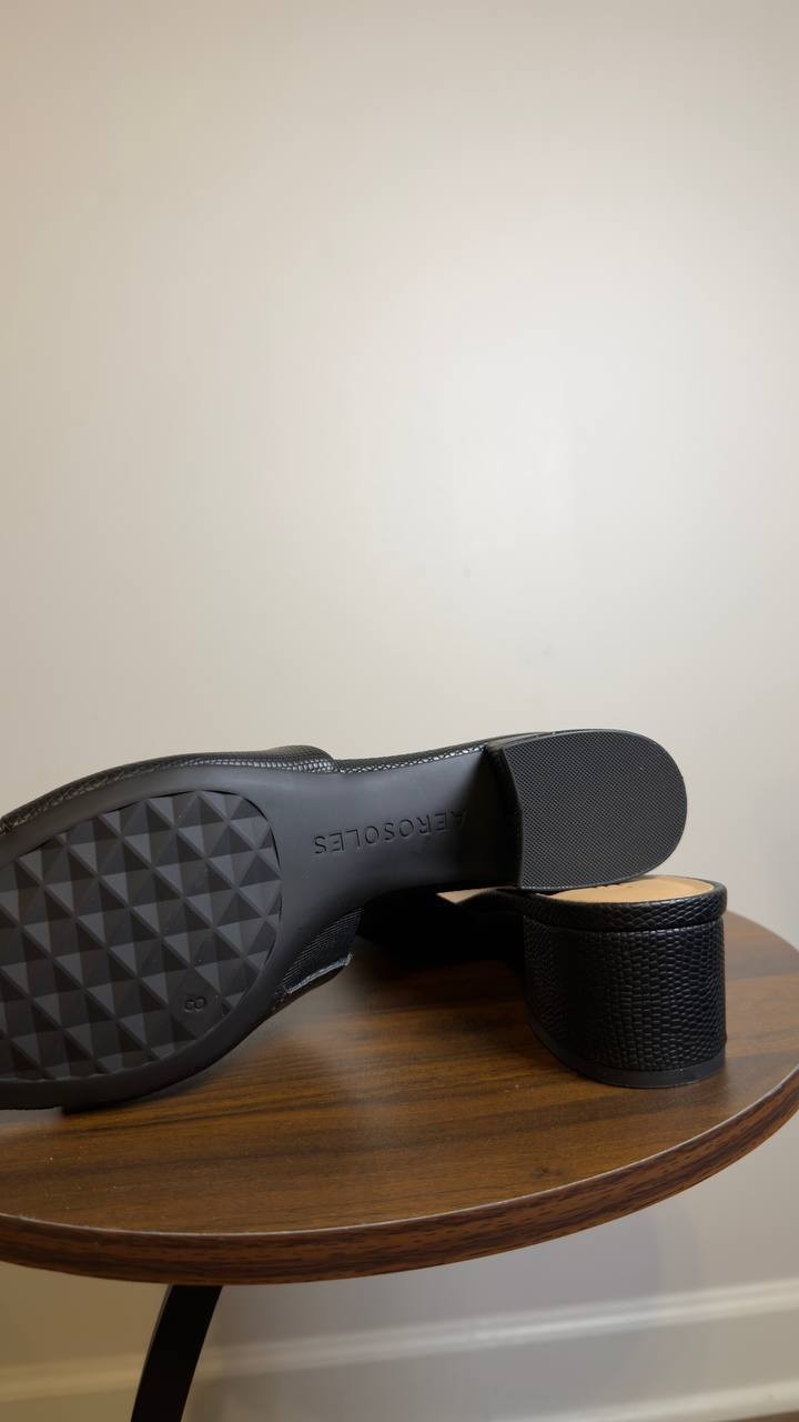 Aerosoles Toe Slide Sandals Black 8 W New $79.00