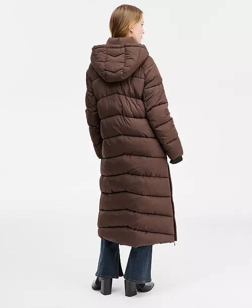 BCBG Hooded Water-Resistant Maxi Puffer Coat Chocolate Size XL NWT $350