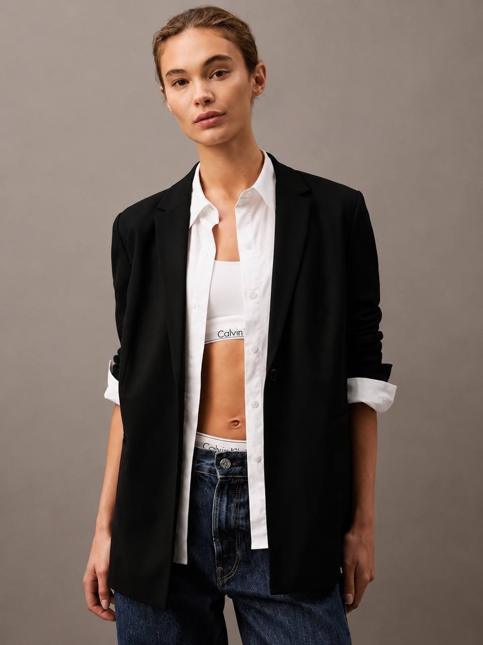 Calvin Klein Soft Crepe Blazer Black 6 NWT $179