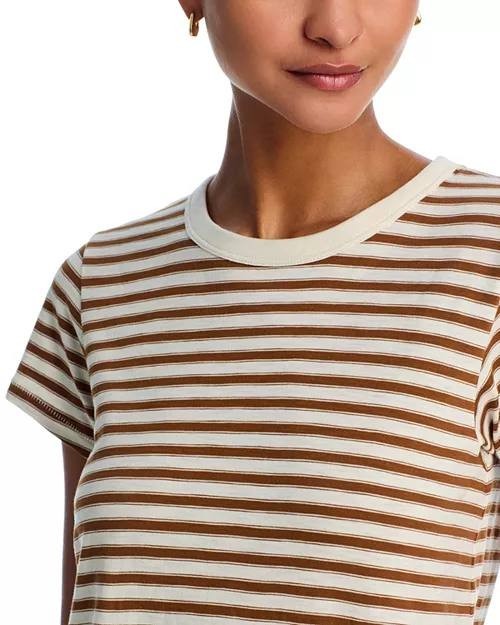 rag & bone Slub Stripe Tee – Warm Brown Multi, Size XL