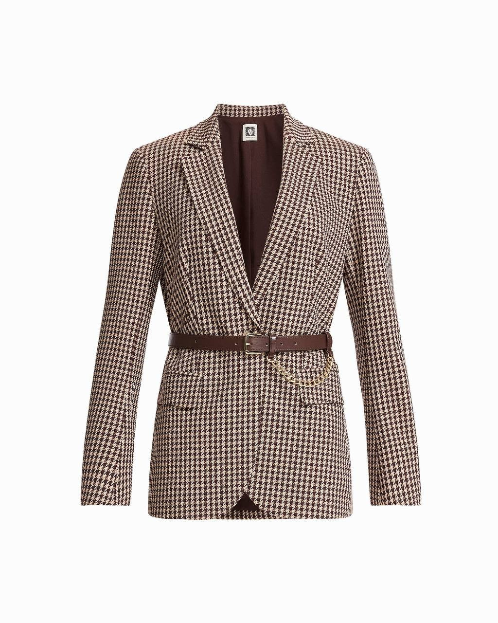 Anne Klein One‑Button Notch‑Collar Belted Jacket–Size10–LightCoffee–NWT–MSRP$179