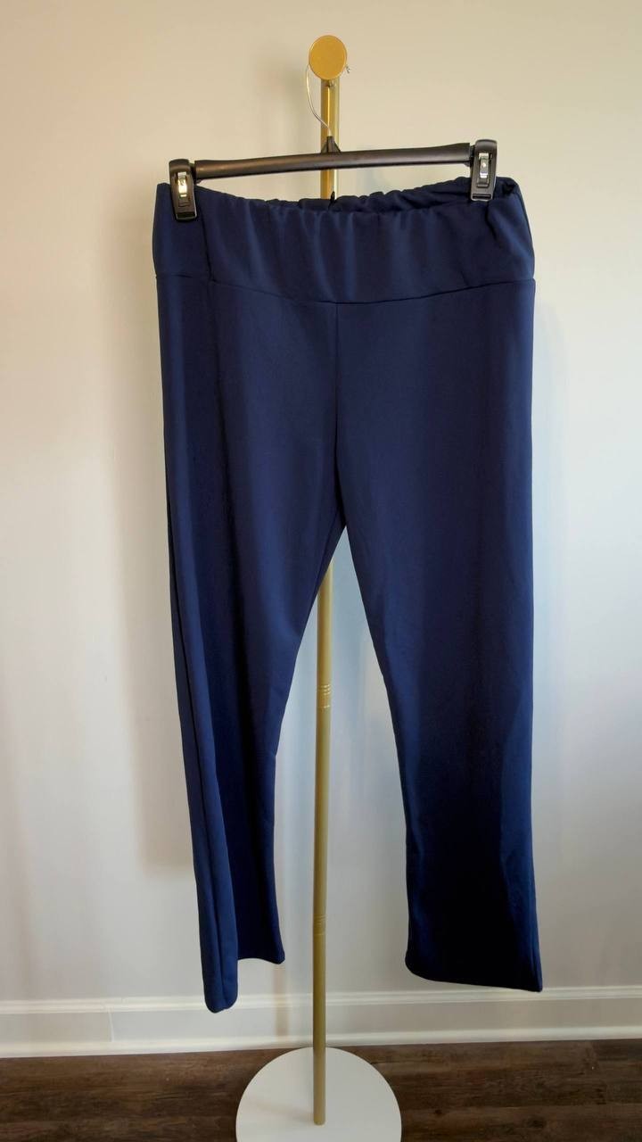 24Seven Comfort Apparel Plus Size Stretch High‑Rise Dress Pants Navy 1X NWT $52