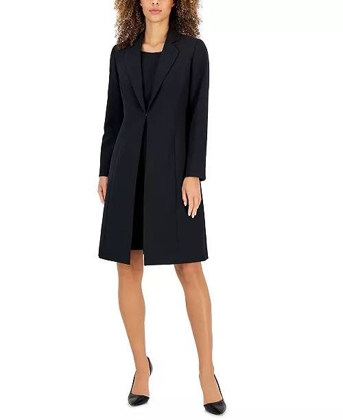 Le Suit Crepe Topper Jacket &amp; Sheath Dress 2-Piece Set Black 16P Petites