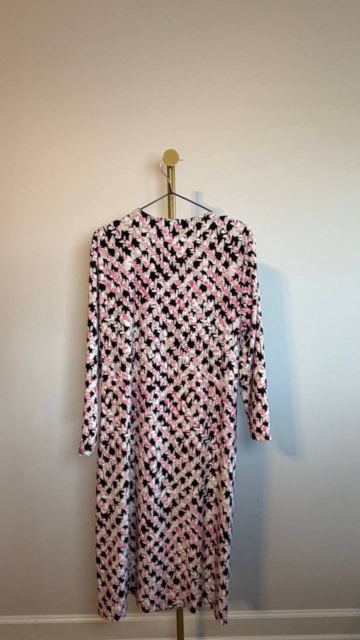 Anne Klein Plus Classic Wrap Dress Black Blush Multi XL NWT $99