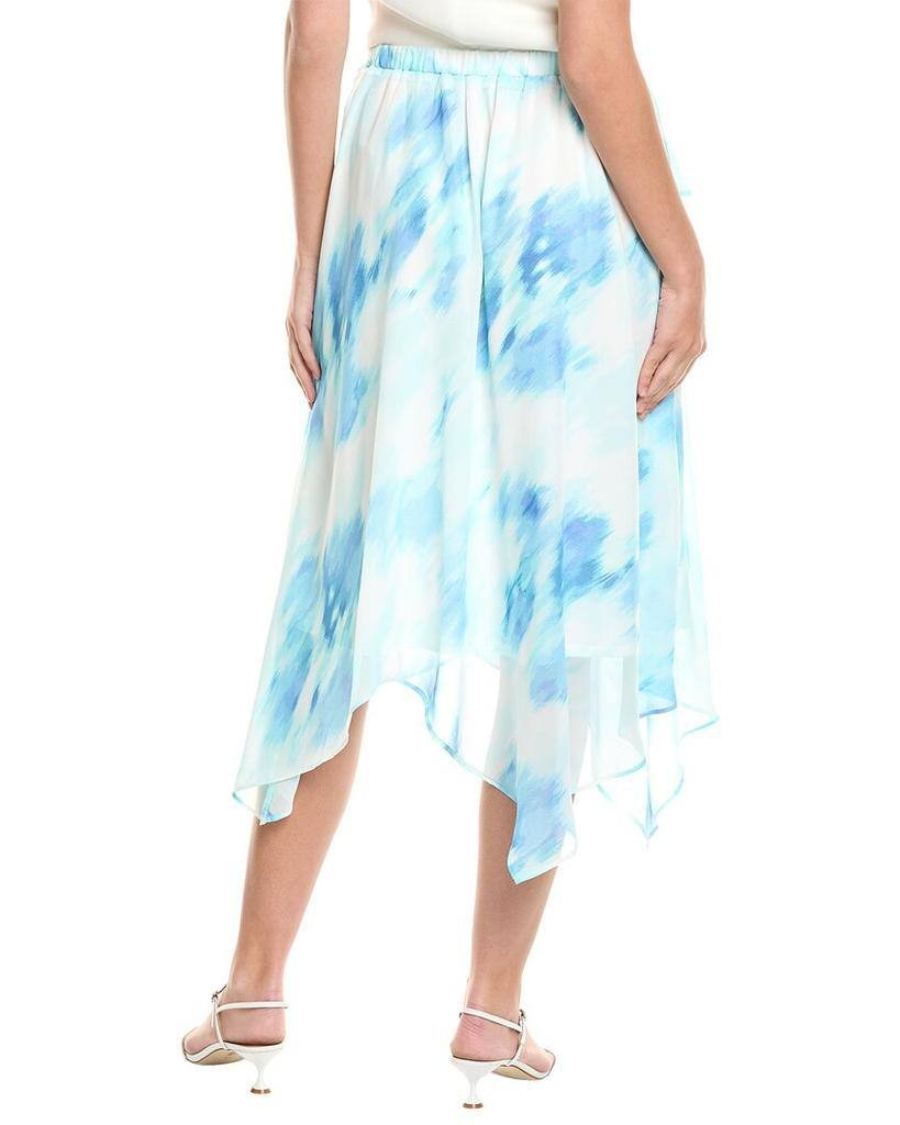 Jones New York Pull‑On Bias‑Cut Ruffle Trim Skirt White Multi L NWT $89.50