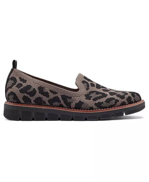 Easy Spirit Valina eFlex Knit Slip‑On Loafers Black Leopard 7.5W Comfort NWB $89
