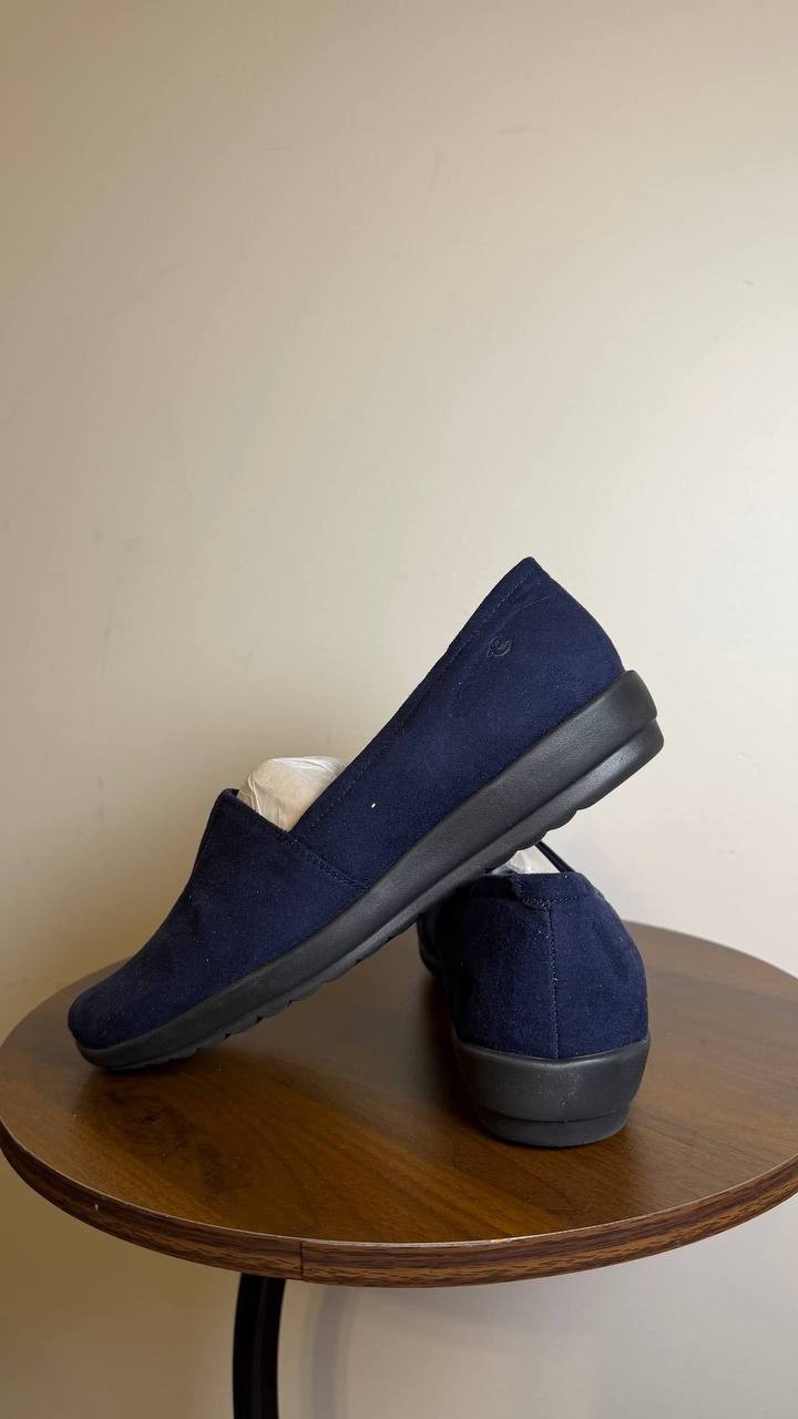 Easy Spirit Slip Ons Dark Blue Textile Size 8.5W New in Box MSRP $69