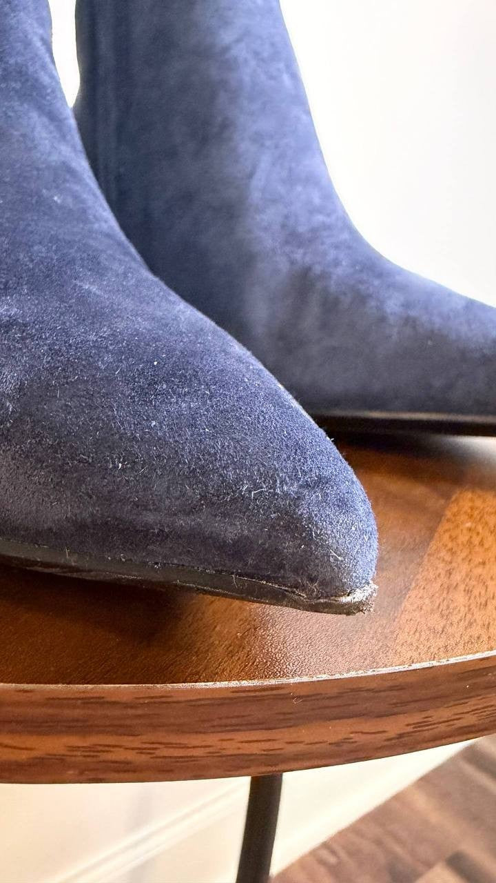 Nine West Kimdee Boots 7.5M Dark Blue Suede Tall Stiletto Dress NIB msrp$269