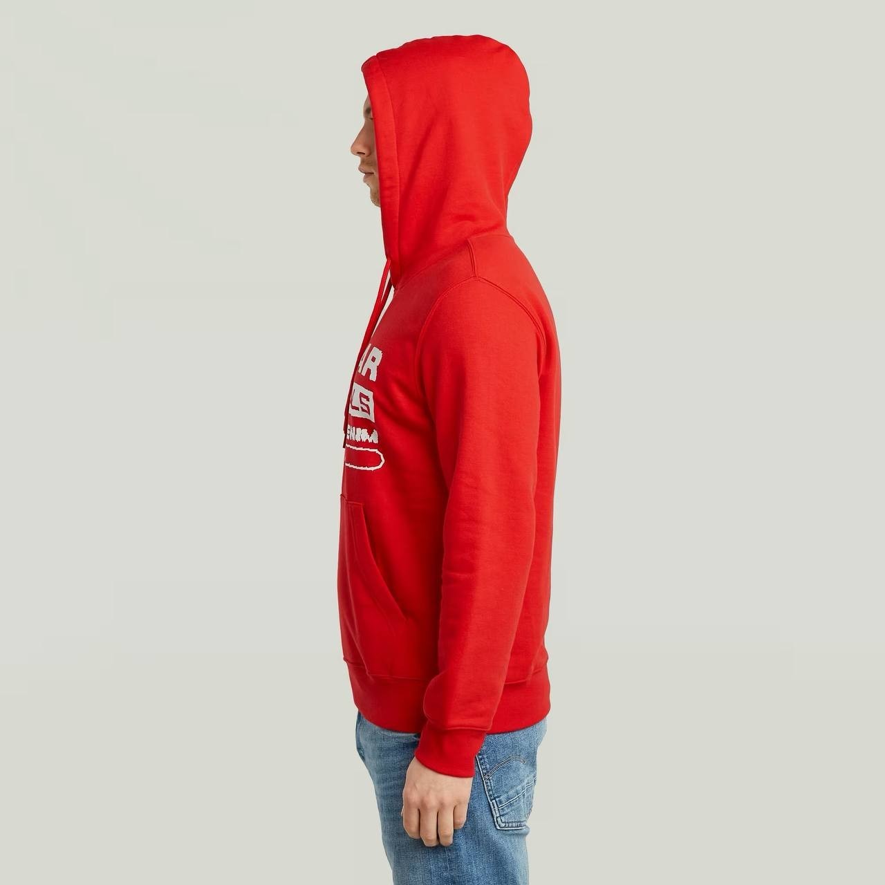 G‑Star RAW Men’s Distressed Originals Logo Fleece Hoodie Red L $140 NWT