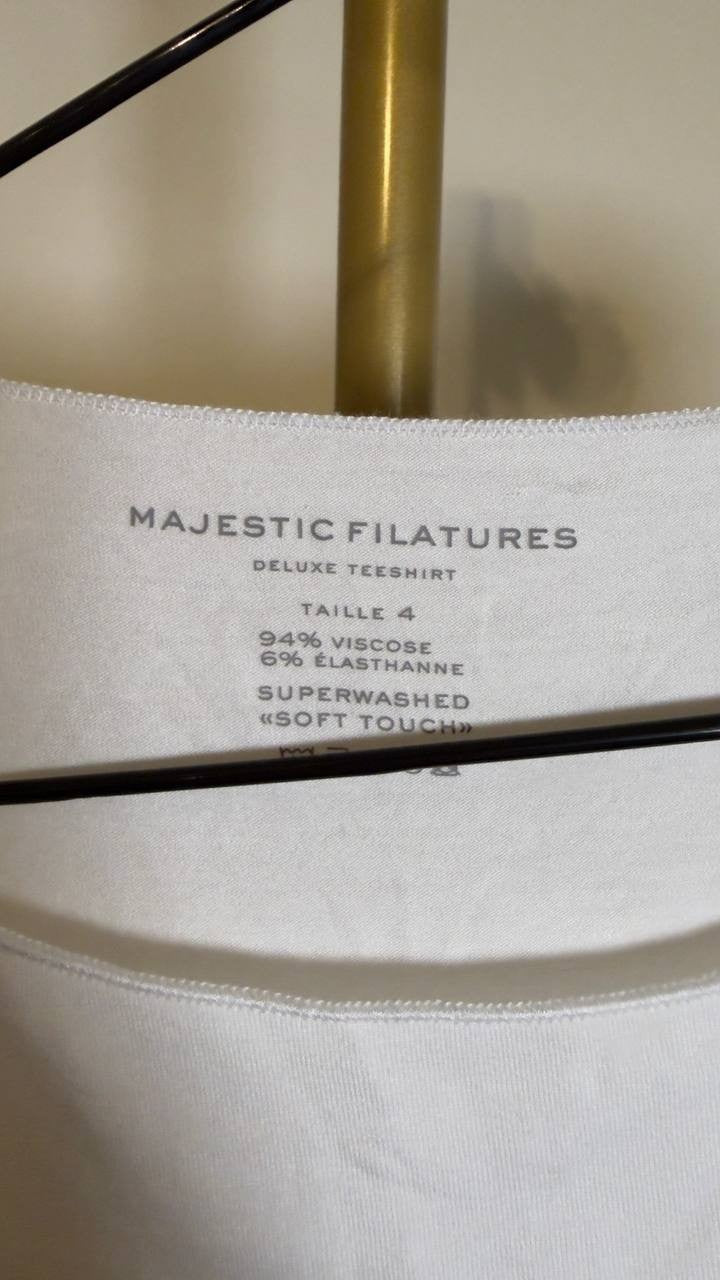 Majestic Filatures Women’s Soft Touch Boatneck T‑Shirt Blanc 4 NWT $135