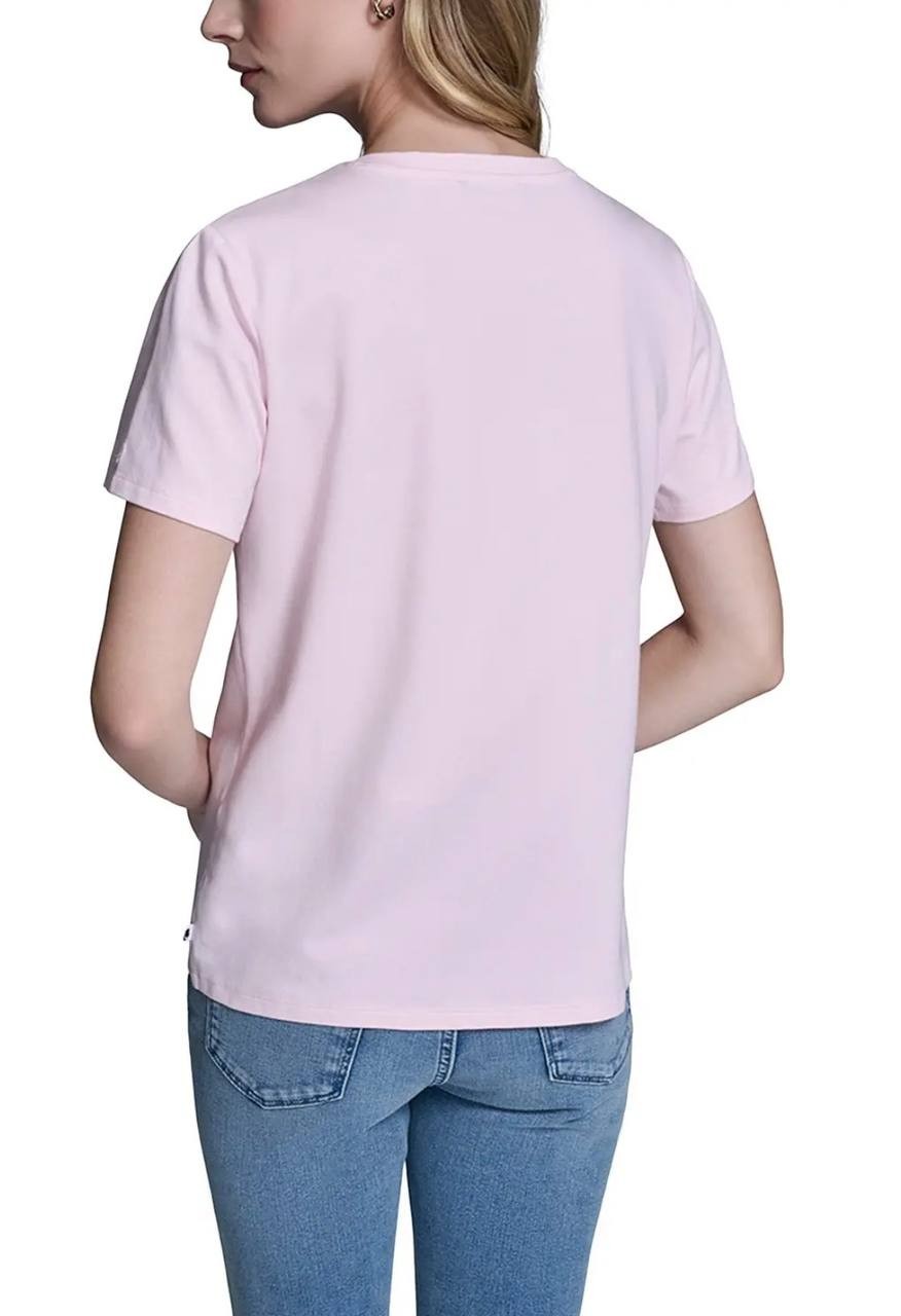 Karl Lagerfeld Paris Women’s Rose‑Trim Knit Top Rose M NWT $59