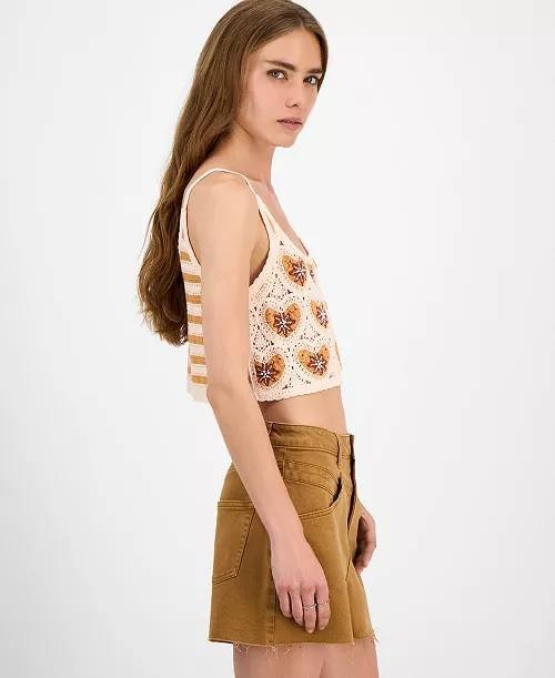 Avec Les Filles Cropped Crochet Heart Tank Top – Size XS – NWT