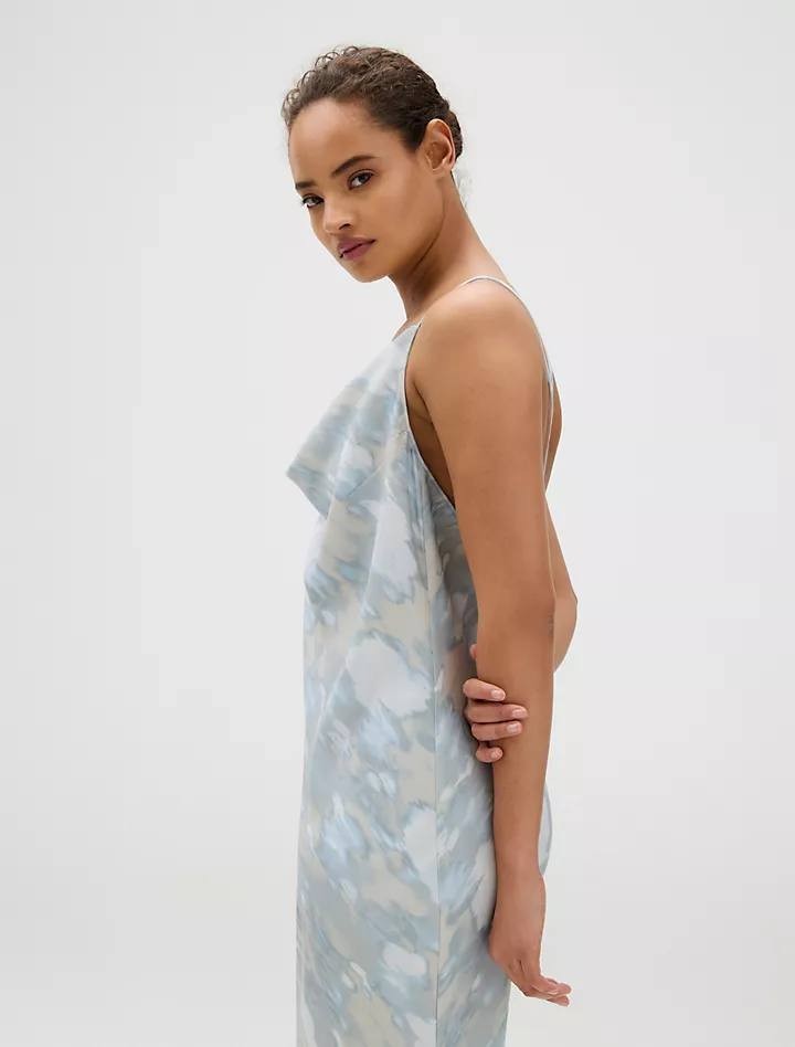 Calvin Klein Printed Cowl‑Neck Slip Dress Multi L/G NWT $149