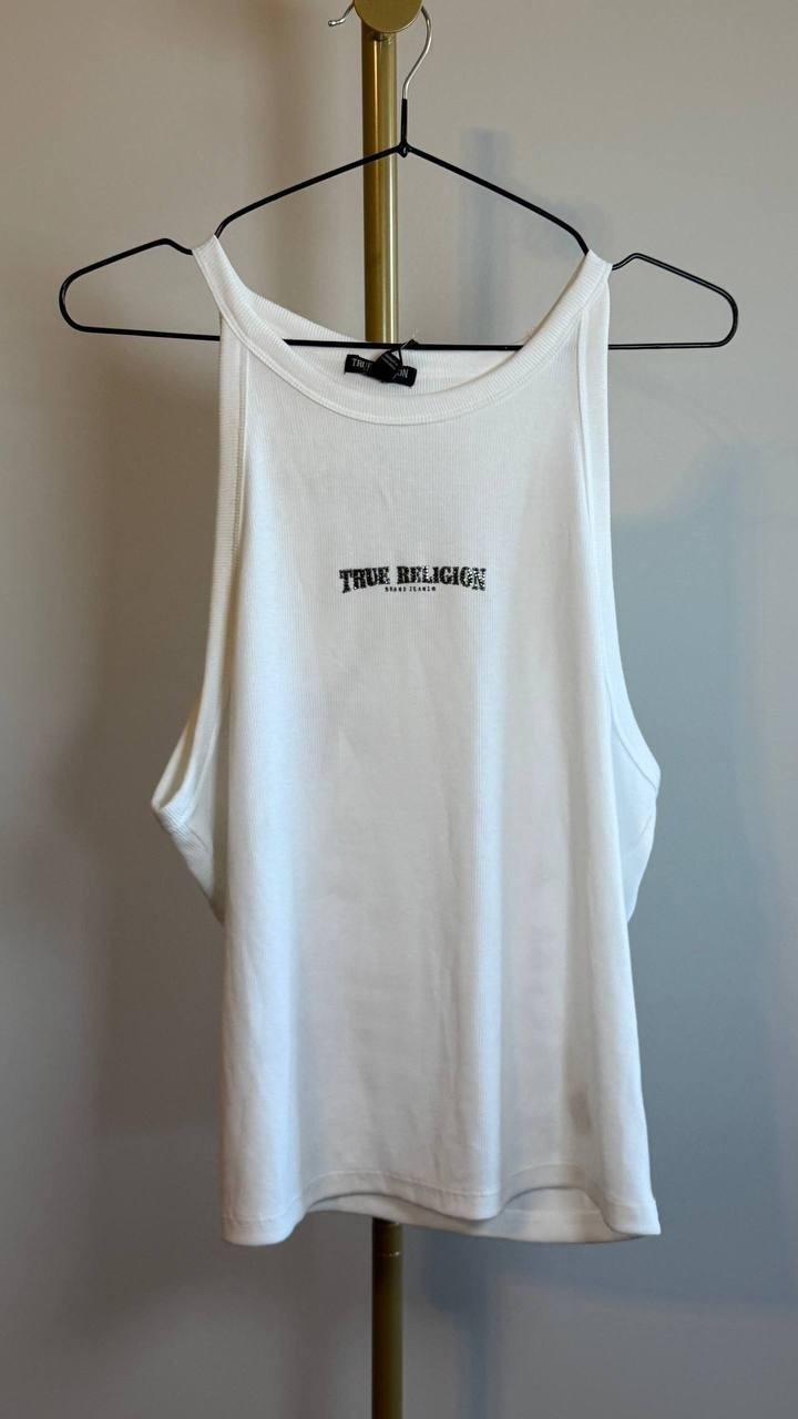 True Religion White Sleeveless Halter Vest Size XL NWT $59