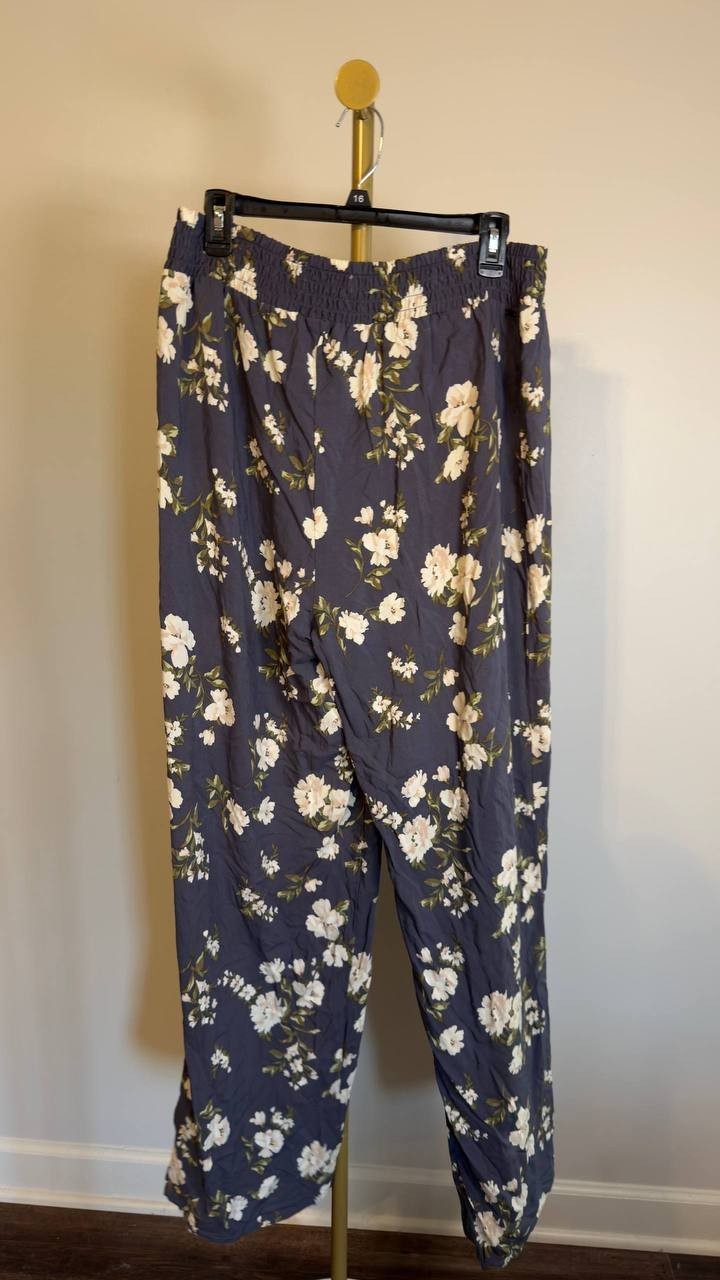 O’Neill Jonie Kendra Floral Wide Leg Pants Black Floral XXL NWT $49.50